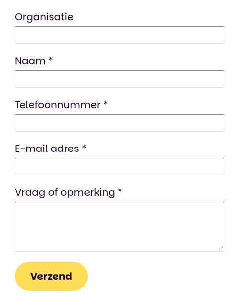 Contactformulier in Easydus website